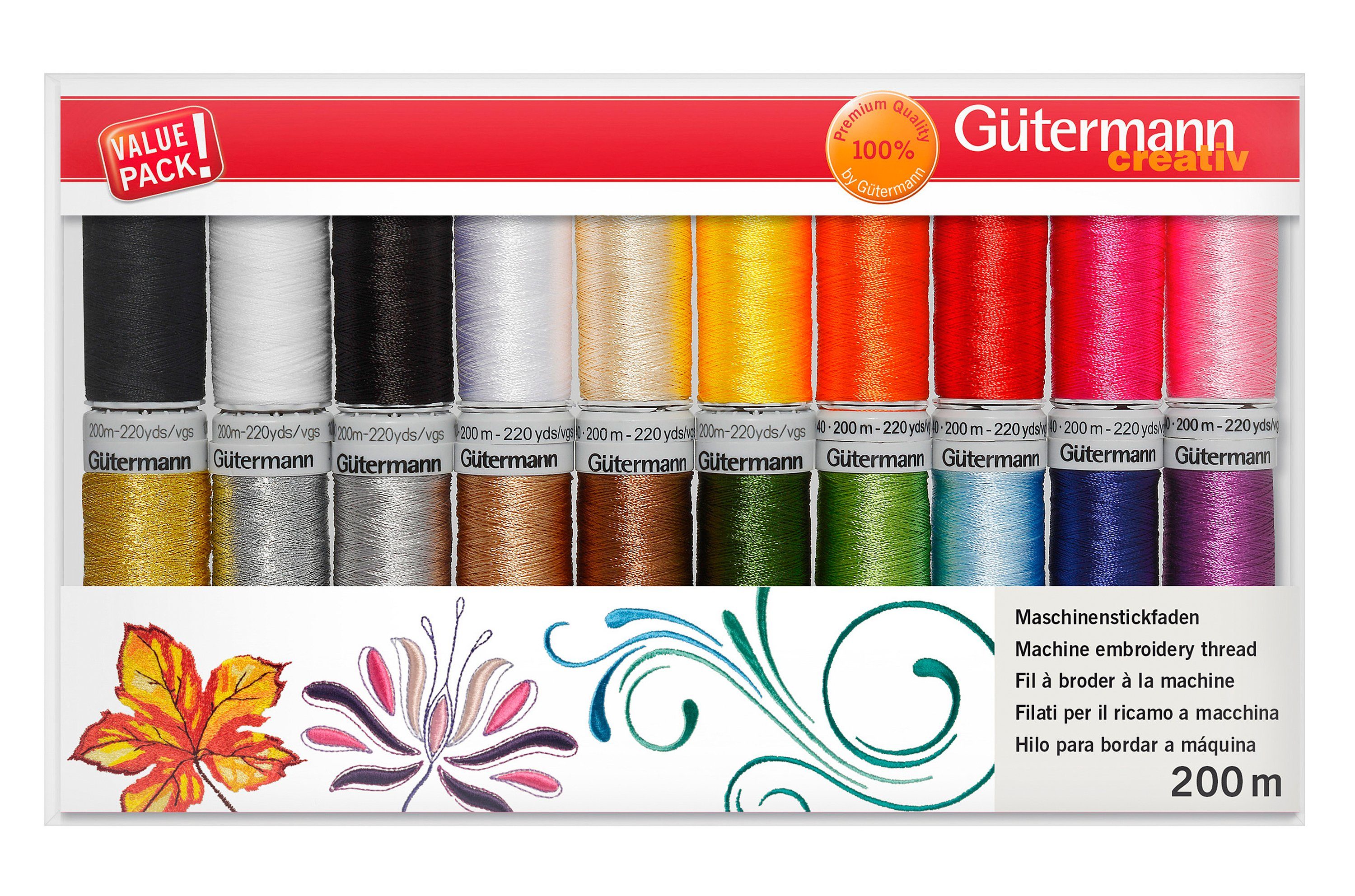 Gütermann Maschinenstickfaden-Set Nähgarn, 20 Teile
