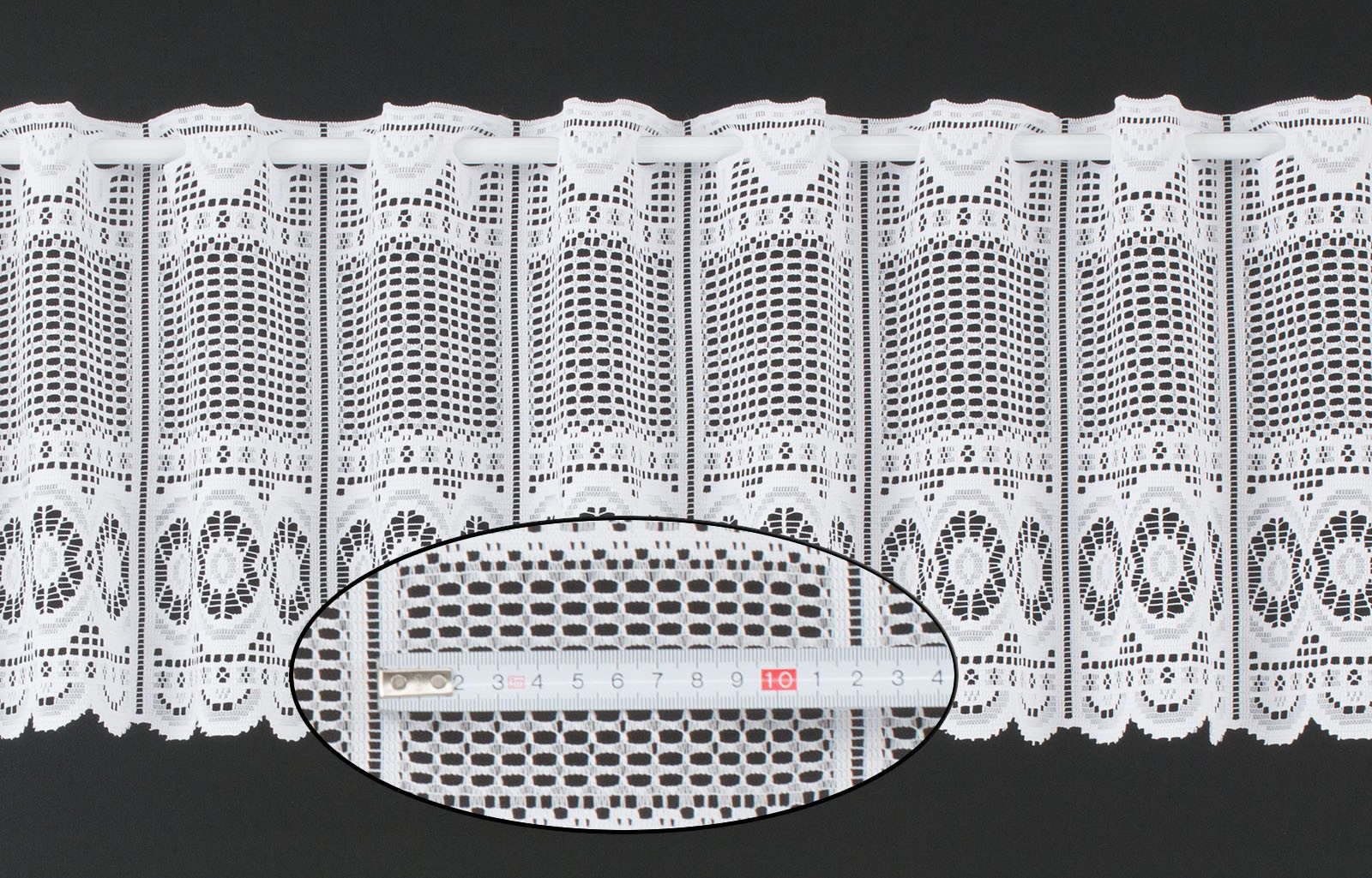 Gardinen Kranzusch Scheibengardine Jacquard gebogt Abschluss (1 St), Stangendurchzug, transparent, Stablöcher,transparent,verschiedene Höhen, Breiten – Bild 3 von 5