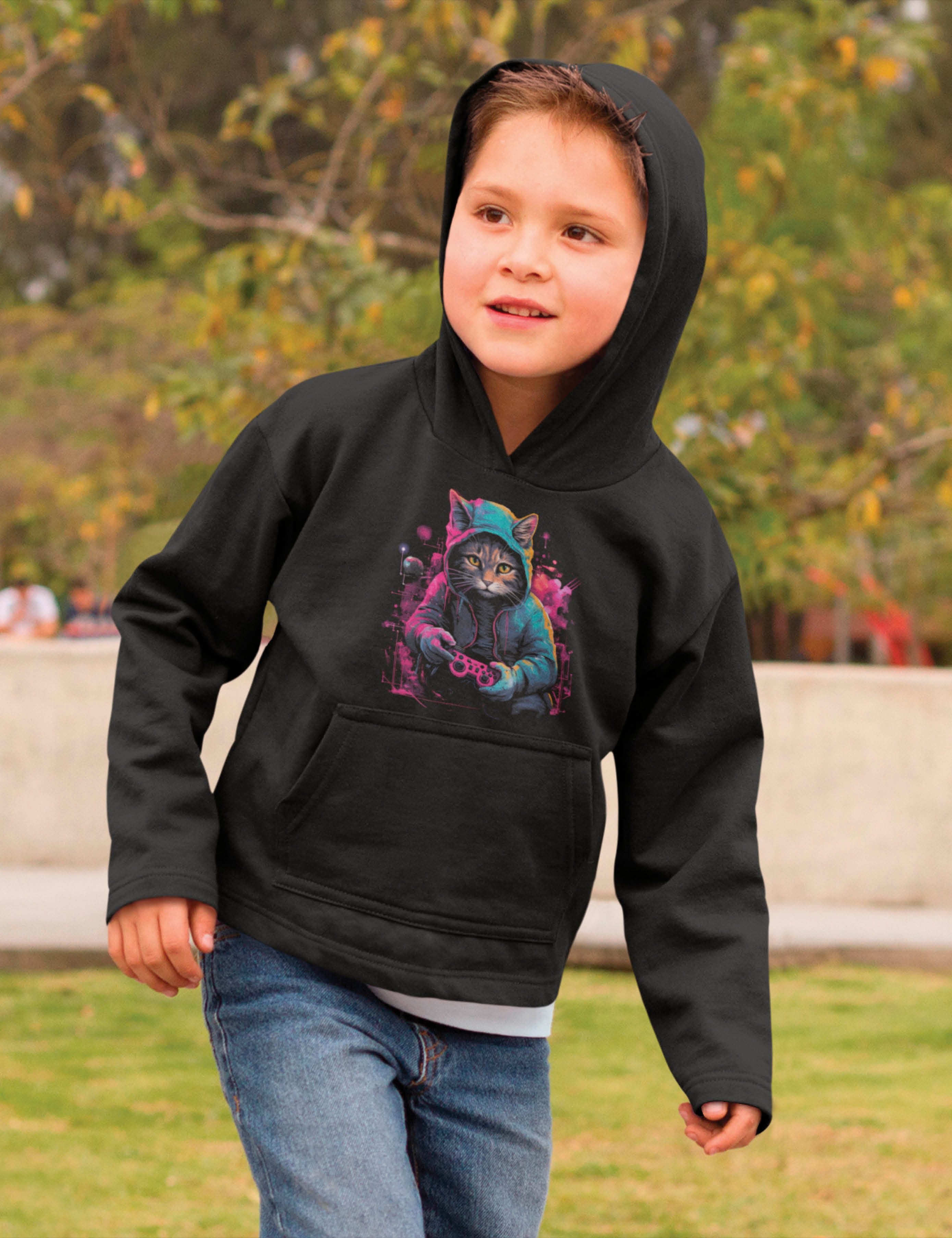 Youth Designz Kapuzenpullover "Gaming Katze" Kinder Hoodie Pullover mit modischem Print – Bild 2 von 4