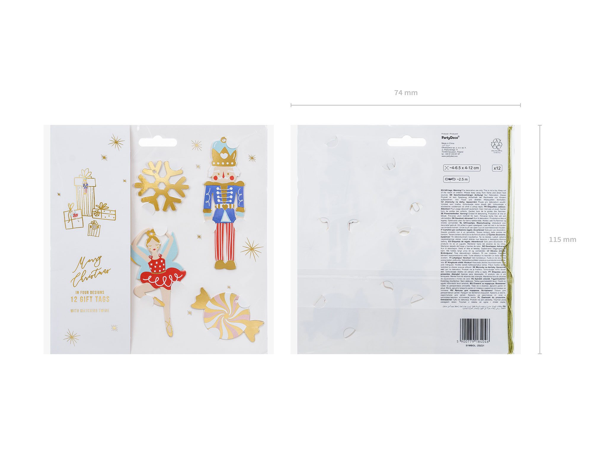 partydeco Dekohänger, Geschenkanhänger Nussknacker 4-6,5 x 4-12cm 1 Set Gold / Rot / Blau