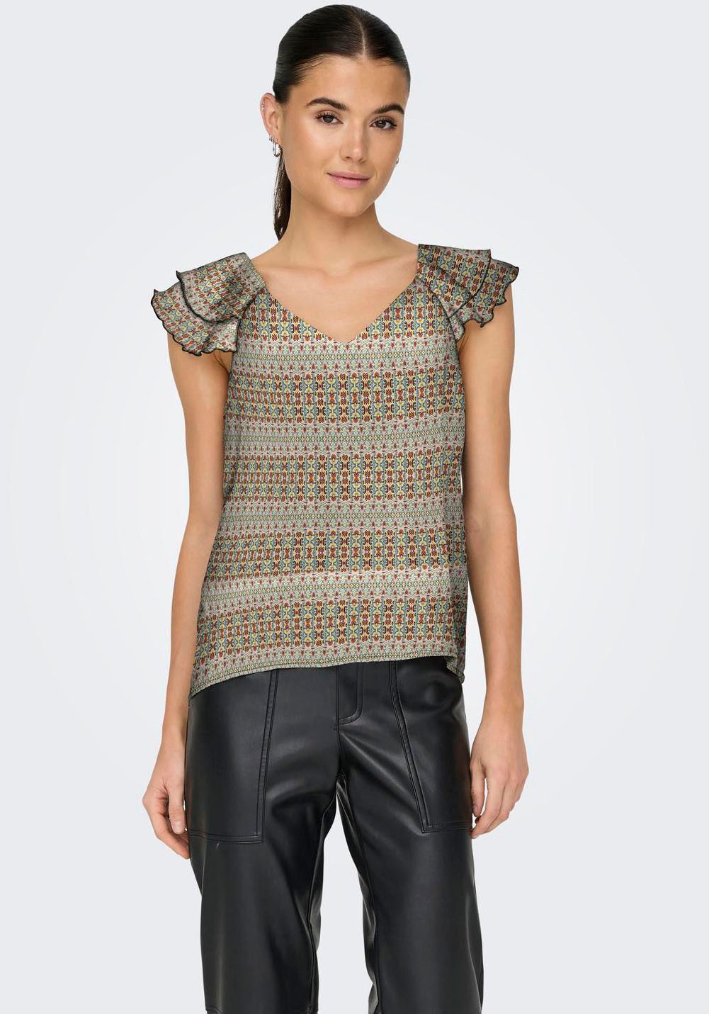 ONLY Blusenshirt ONLASTA LIFE CAPSLEEVE V-NECK günstig online kaufen