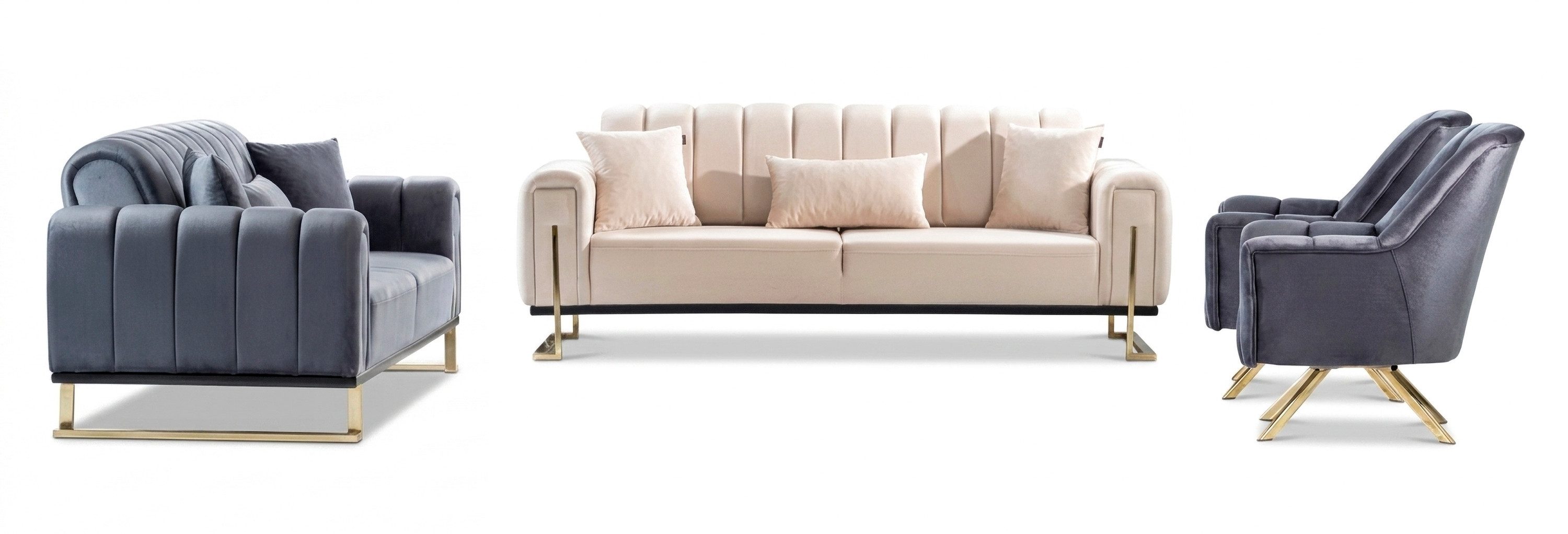 Nobelaa Sofa Sitzgruppe/Sofa Set - Wohnzimmergarnitur "Elara" 3+3+1