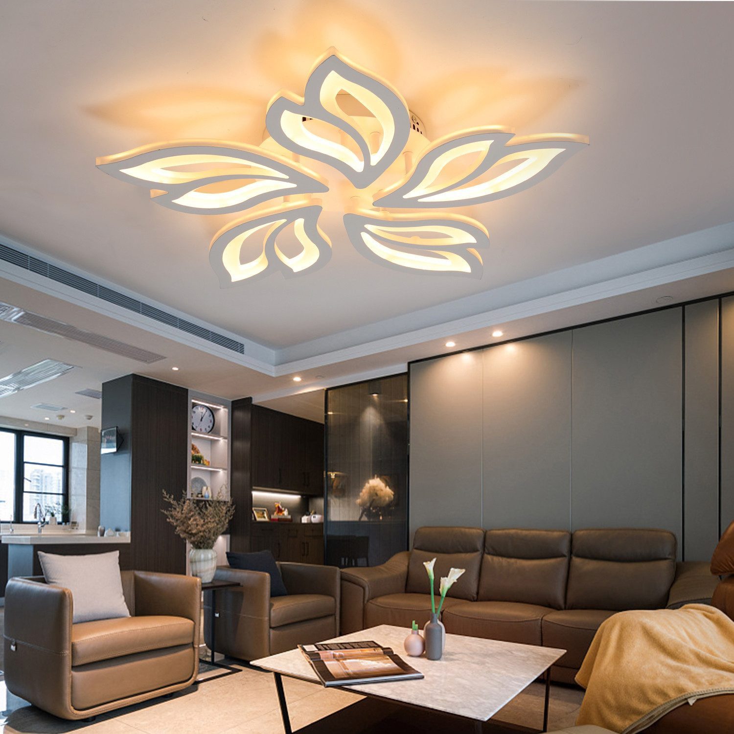 LETGOSPT Deckenleuchte Moderne LED Deckenleuchte Dimmbar Fernbedienung, Blu günstig online kaufen