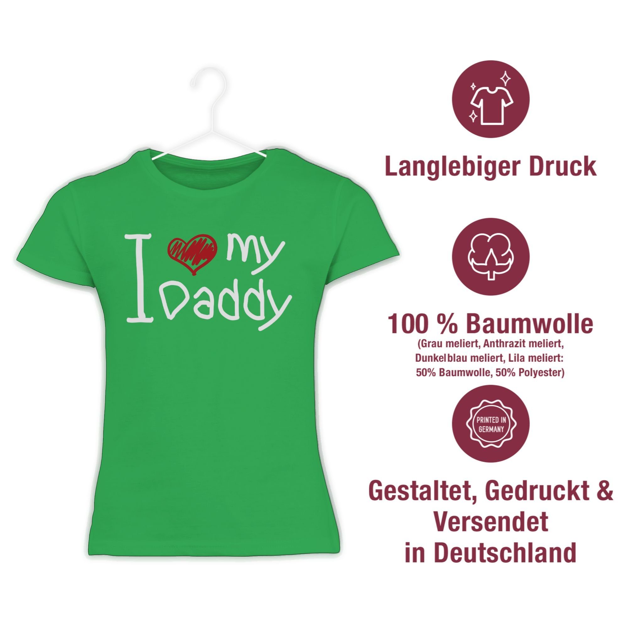 3 für Vatertag weiß Grün Geschenk Daddy love my Shirtracer I T-Shirt quer Papa