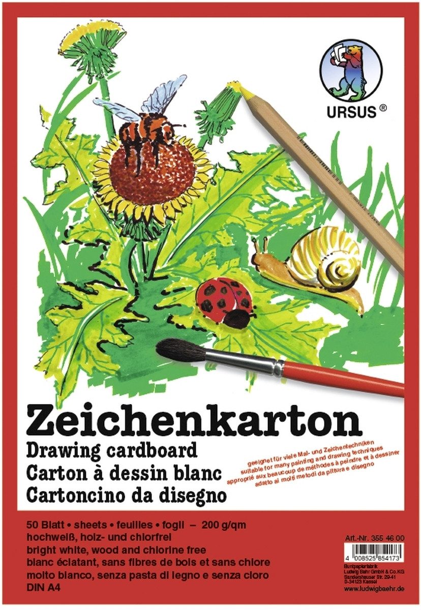 Ursus - Ludwig Bähr Zeichenpapier Zeichenkarton 200g/qm A4 VE=25 Bogen