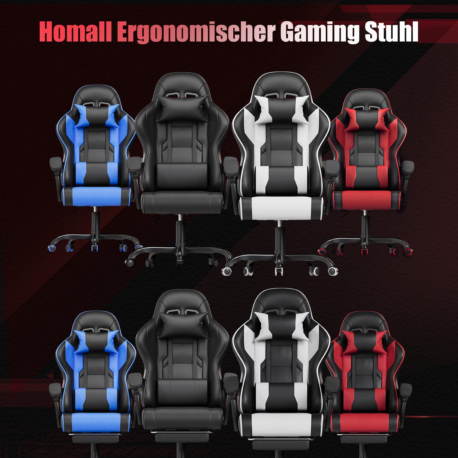 HOMALL Gaming-Stuhl Massage Bürostuhl mit Fußstütze,Kopfstütze Gaming Chair günstig online kaufen