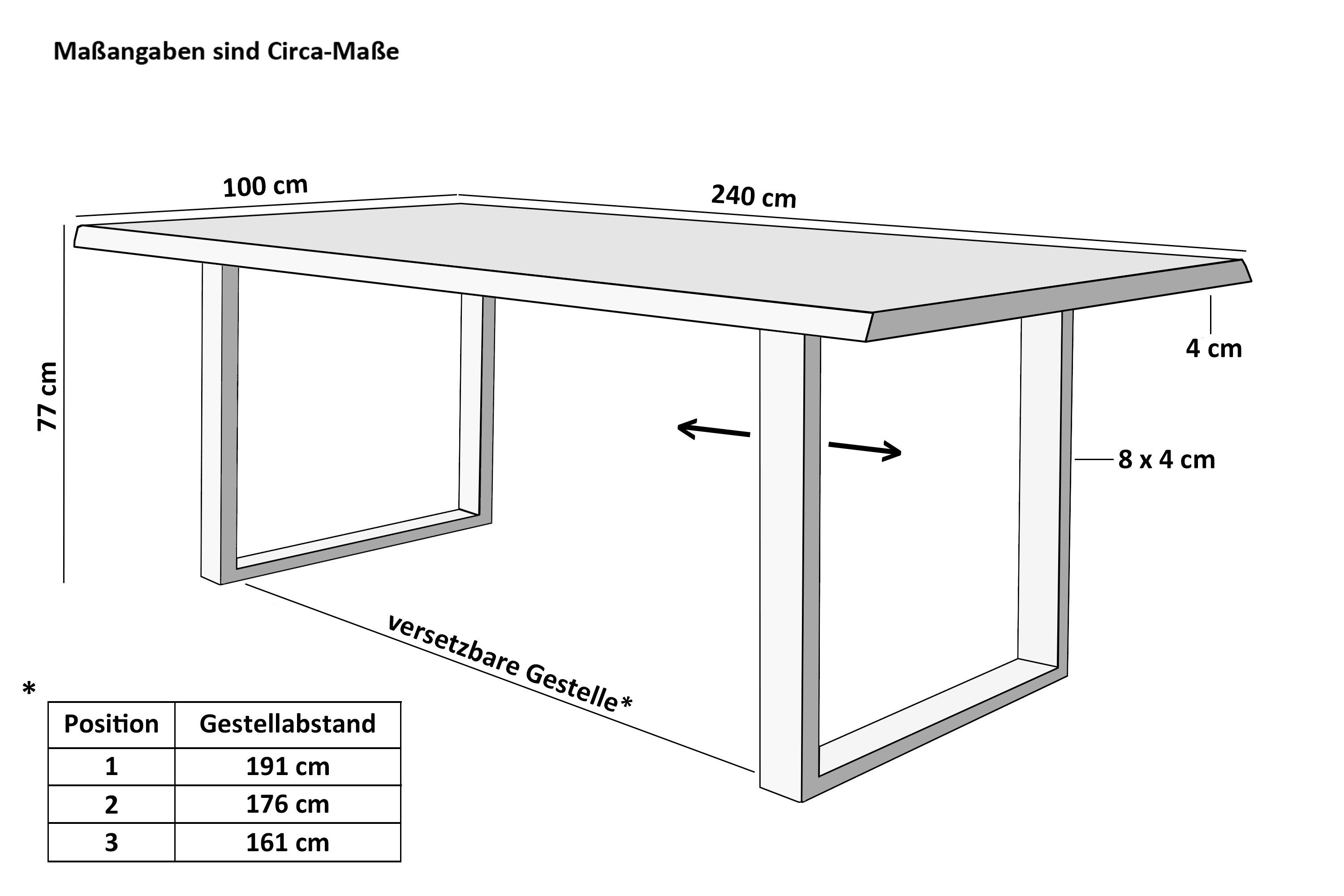 SAM® Esstisch Thoran, Holz-Optik Wildeiche, U-Metallgestell, Baumkante günstig online kaufen