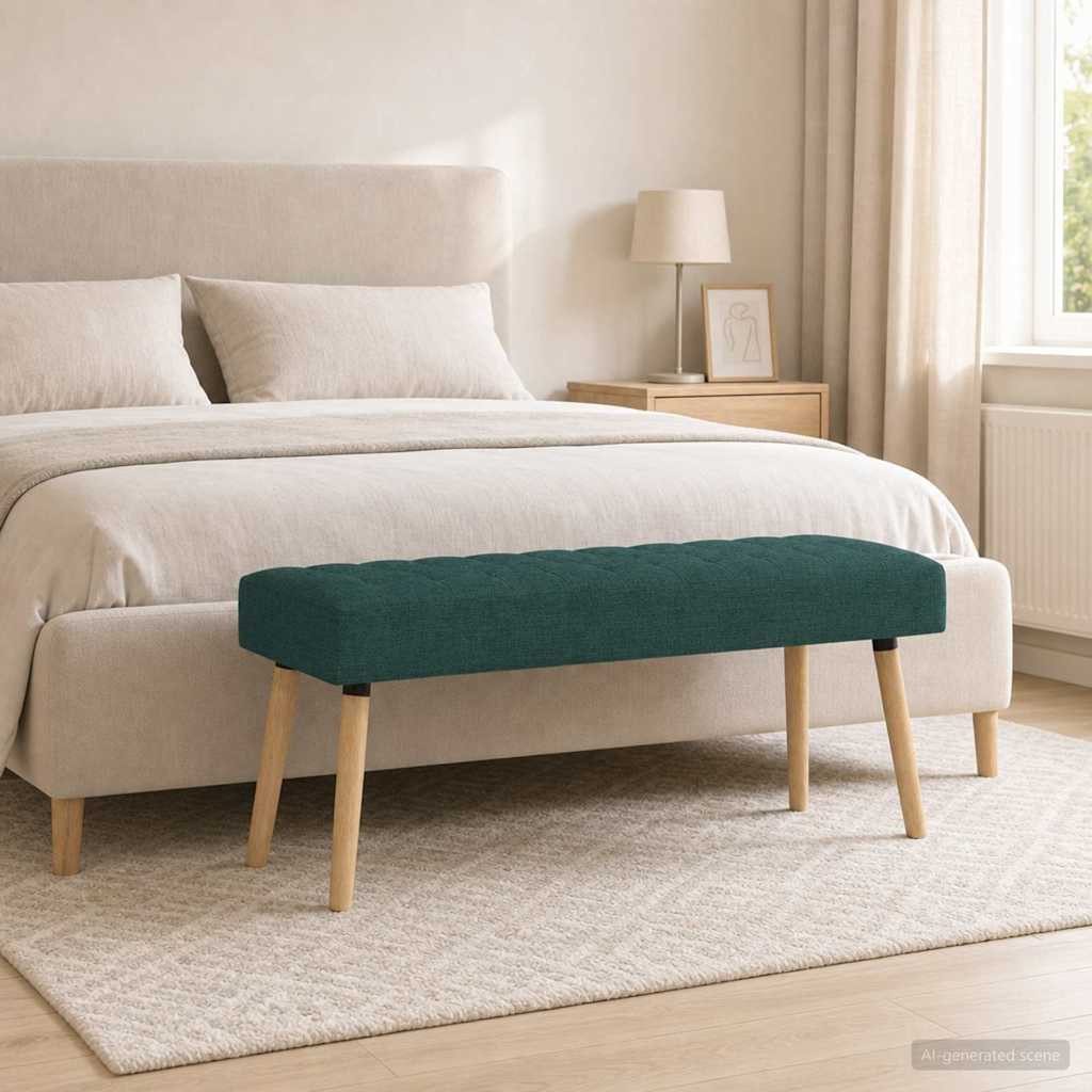 vidaXL Sitzbank Kanalgepolsterte Bank Dunkelgrün 110 x 40 x 46 cm Stoff (1-St)