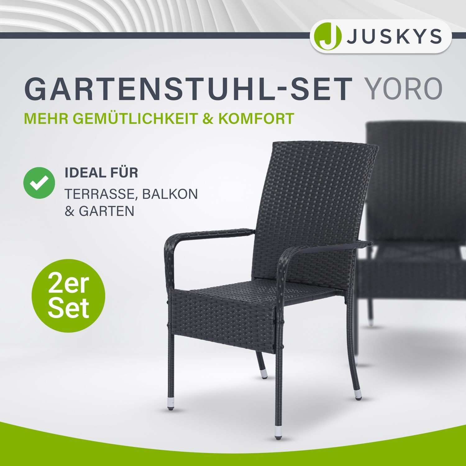 Juskys Gartenstuhl Yoro (2 St), stapelbar, günstig online kaufen