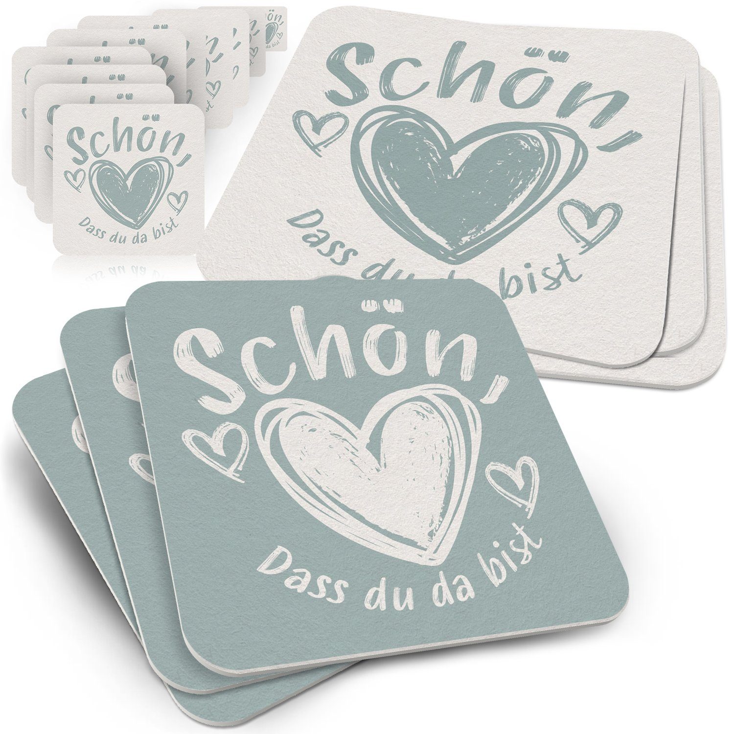 Funke & Brand Bierdeckel 50 Bierdeckel Spruch Schön dass du da bist - Untersetzer Deko Hochzeit