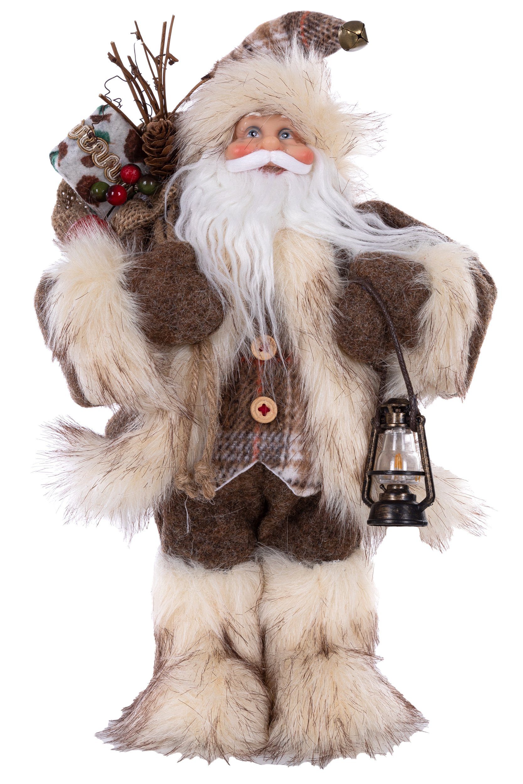 Wohnando Dekofigur Weihnachtsmann in braunem Mantel, günstig online kaufen