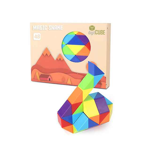 digitCUBE 3D-Puzzle »Magic Snake Knobelspiel - magische Schlange mit 48 Regenbogen Puzzle Blöcke bunt«, 48 Puzzleteile