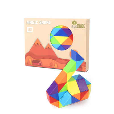 digitCUBE 3D-Puzzle Magic Snake Knobelspiel - magische Schlange mit 48 Regenbogen Puzzle Blöcke bunt, 48 Puzzleteile