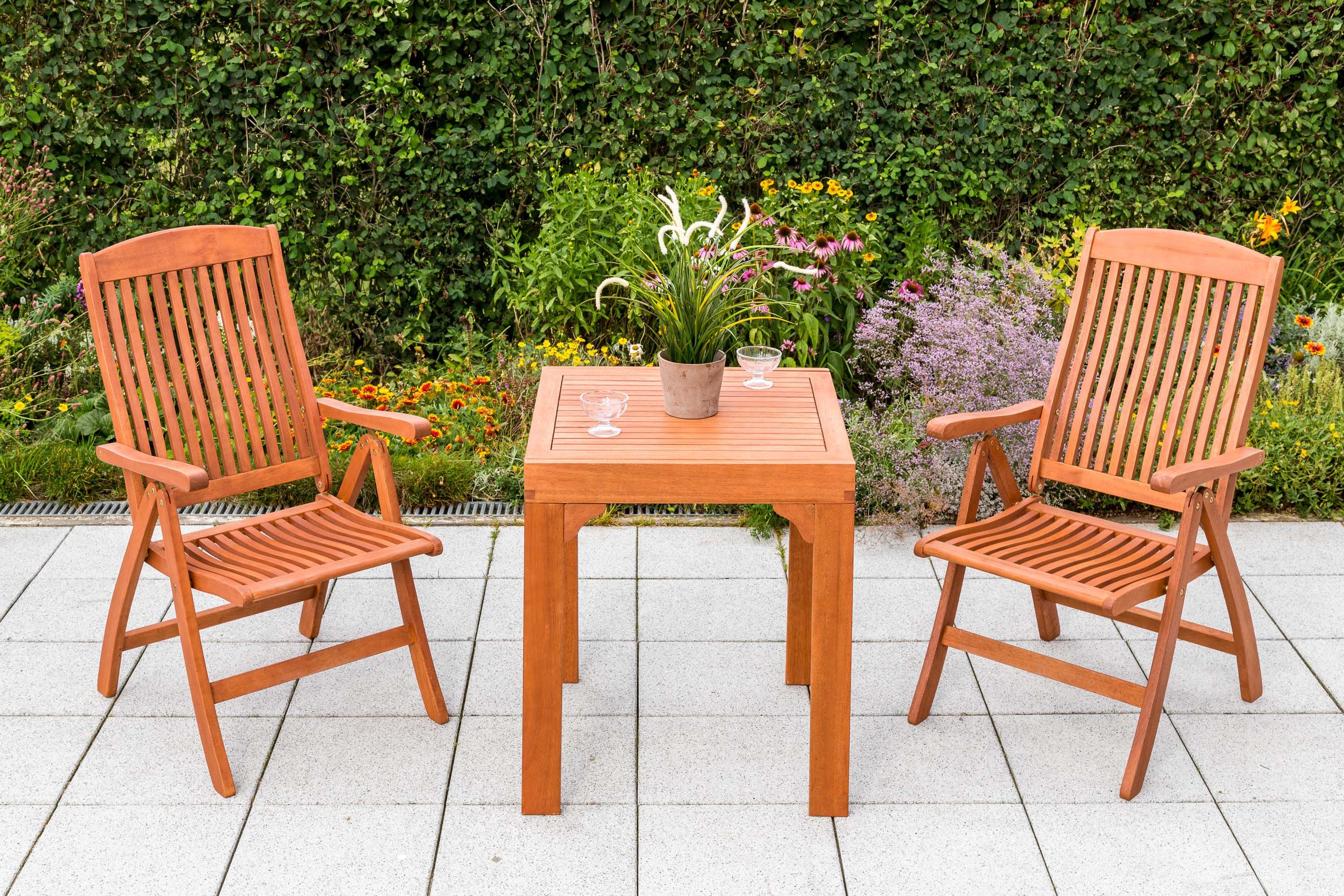 MERXX Balkonset Maracaibo, (3tlg., 2 Klappsessel mit Balkonausziehtisch), Ausziehtisch, Klappsessel, Rückenlehne 5-fach verstellbar