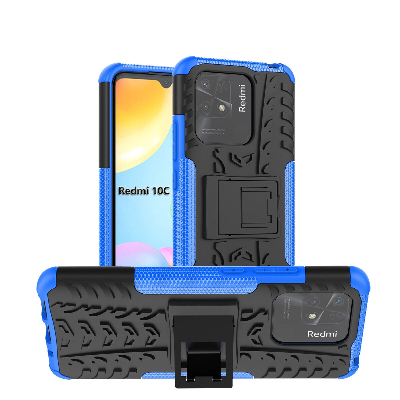 betterfon Handyhülle für Xiaomi Redmi 10C Robuste Outdoor Schutzhülle Panzer Case, Stoßfeste Dual-Layer Hülle mit Kickstand kratzfest und formstabil
