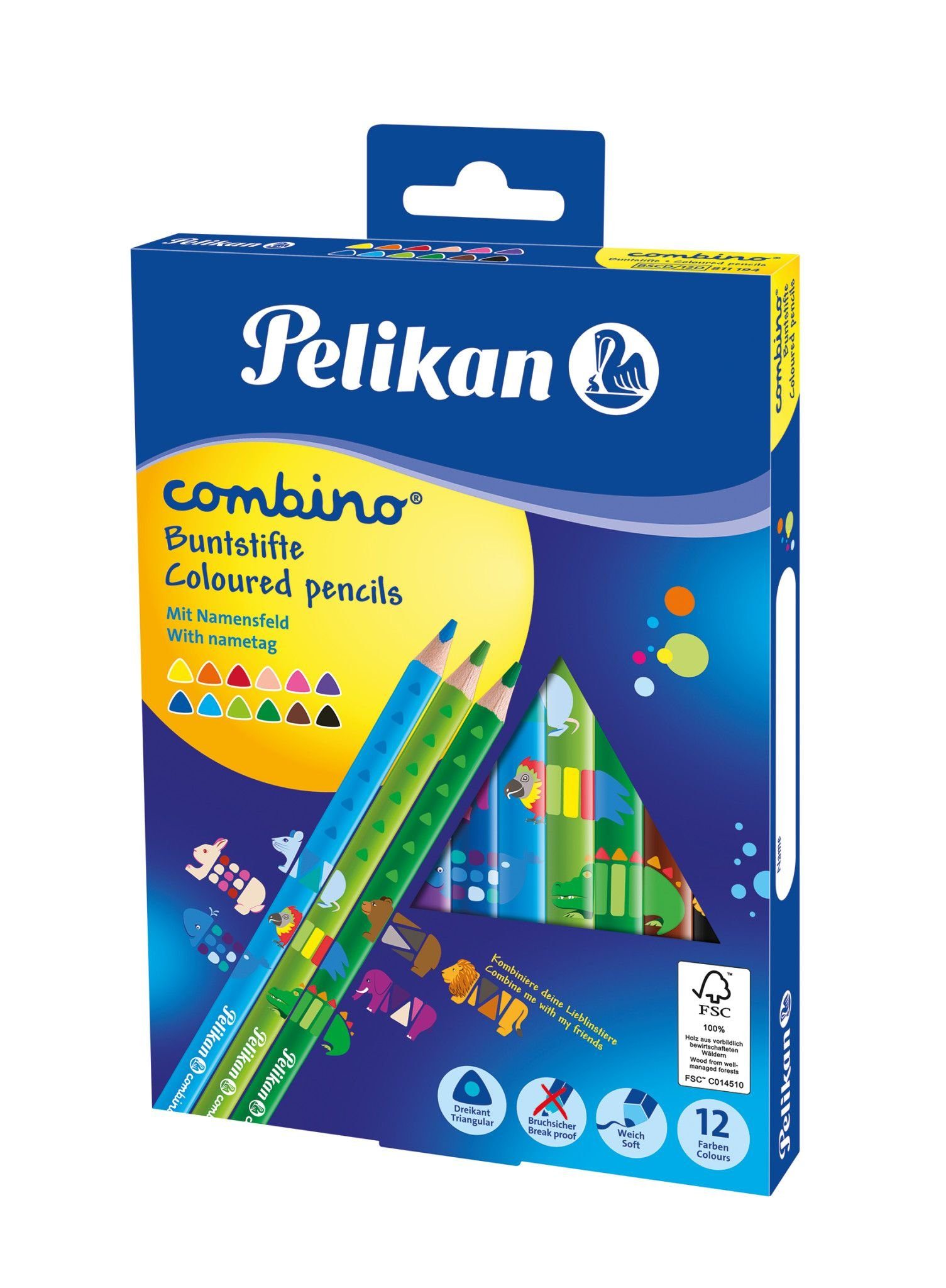 Pelikan Buntstift 81194 Dreikant-Buntstifte combino 12er Kartonetu