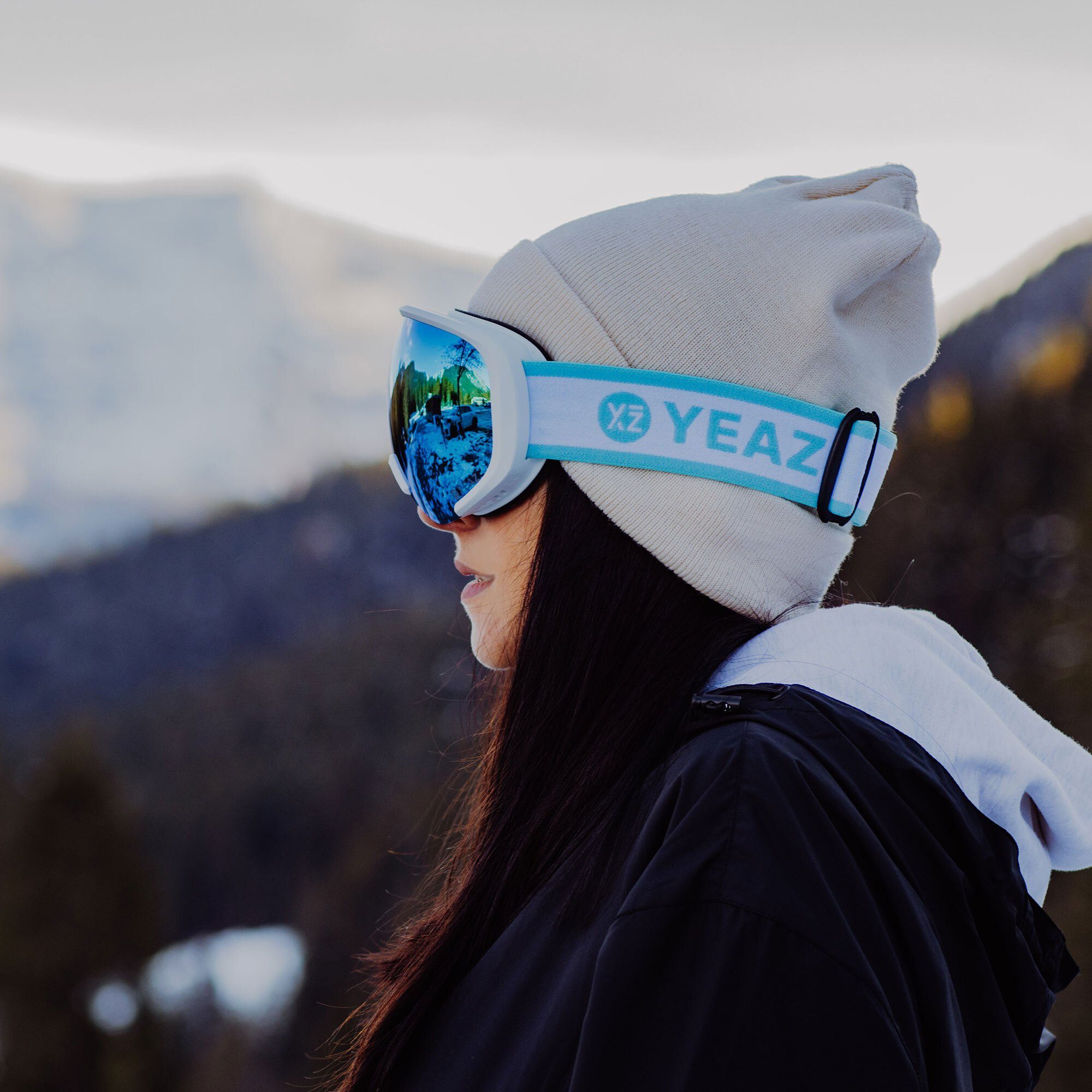 YEAZ Skibrille Jugendliche und RUN, Erwachsene Snowboardbrille BLACK Premium-Ski- für und