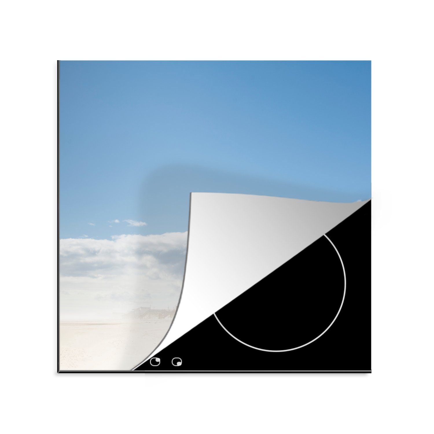 MuchoWow Herdblende-/Abdeckplatte Strandhäuser Surf für von cm, den Dünen City, Vinyl, (1 Arbeitsplatte tlg), 78x78 Ceranfeldabdeckung, in küche