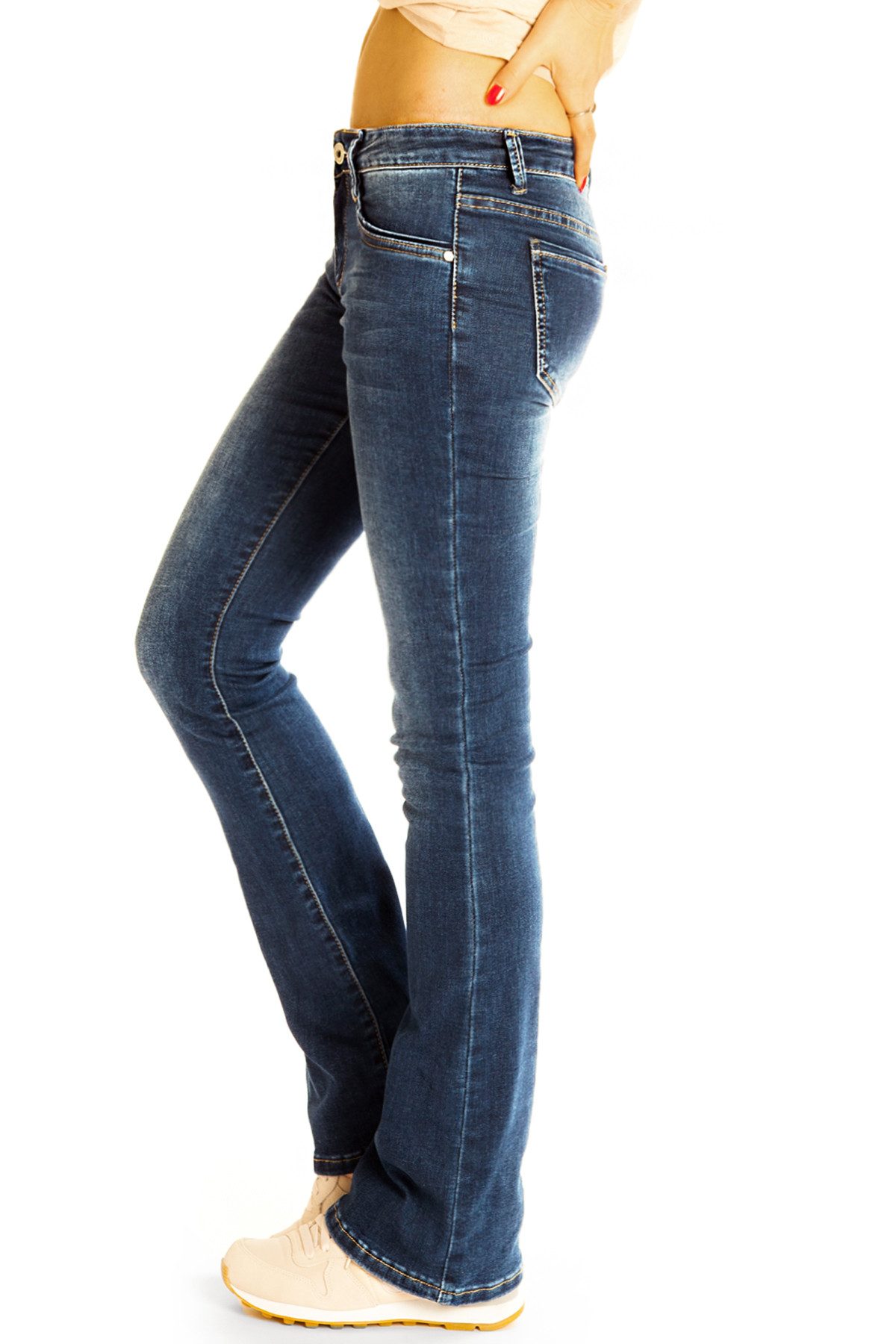 be styled Bootcut-Jeans Hüftjeans Bootcut Jeans - Low Waist Stretch - Damen - j4p-1-dunkelblau mit Stretch-Anteil – Bild 5 von 5