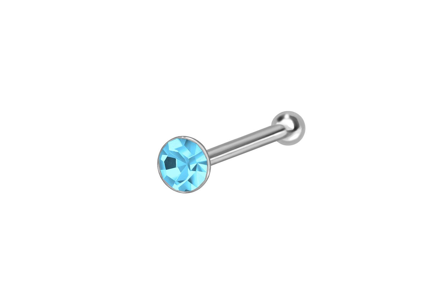 PIERCINGLINE Nasenpiercing 925er Silber Nasenstecker Pin RUNDER KRISTALL (Nasenstecker, 1-tlg)
