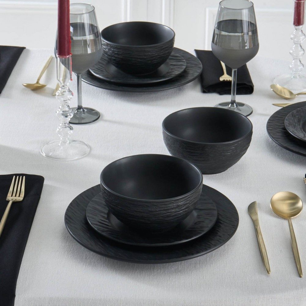 Karaca Geschirr-Set Solem Embossed Geschirrset für 6 Personen, 18-tlg. Tafelservice, 6 Personen, Steinzeug