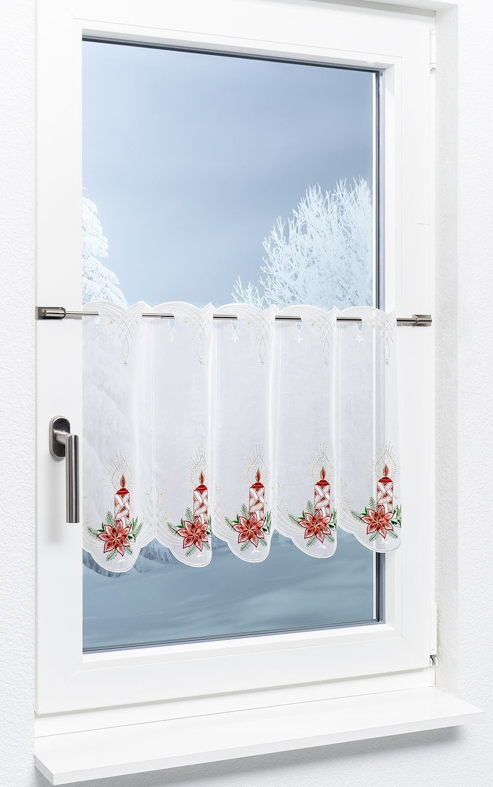 Plauener Spitze® Scheibengardine Adventslicht (1 St), transparent, HxB 42x4 günstig online kaufen