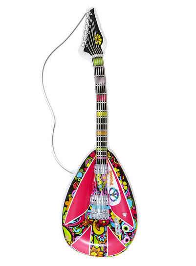 Widdmann Kostüm Aufblasbare Hippie Mandoline, Kunststoff-Accessoire zum Aufpusten