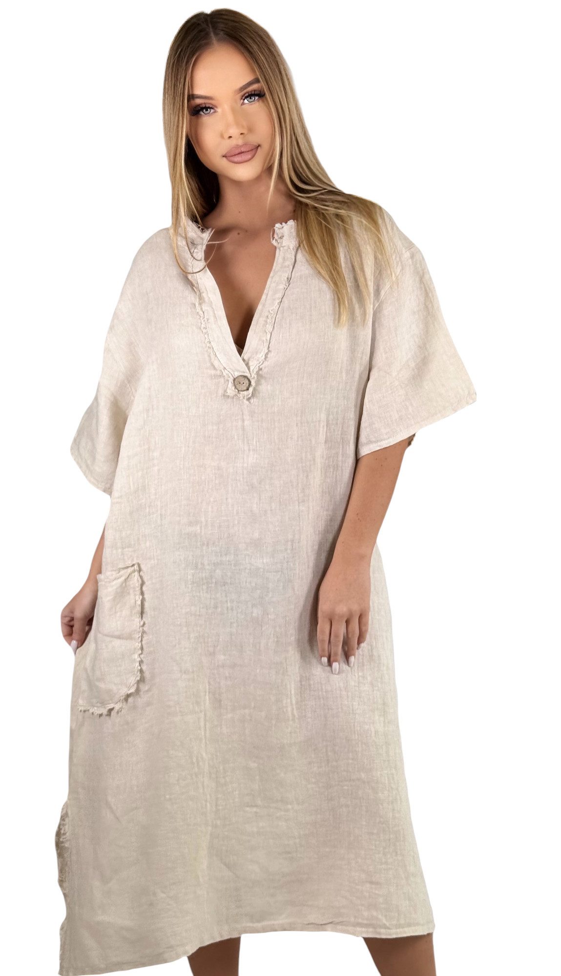 Mississhop Sommerkleid Dame Kleid Sommerkleid 100% Leinen M.3093 Gr.36-40 günstig online kaufen