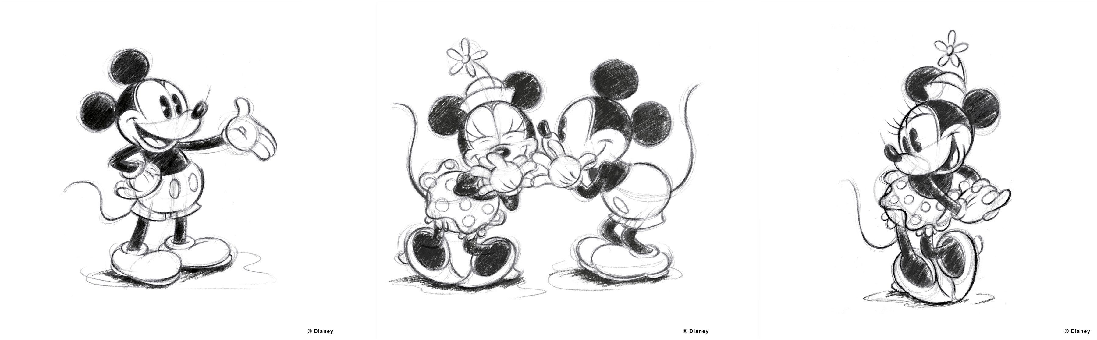 Art for the home Leinwandbild Minnie und Mickey Mouse, (Set, 3 St) | Leinwandbilder