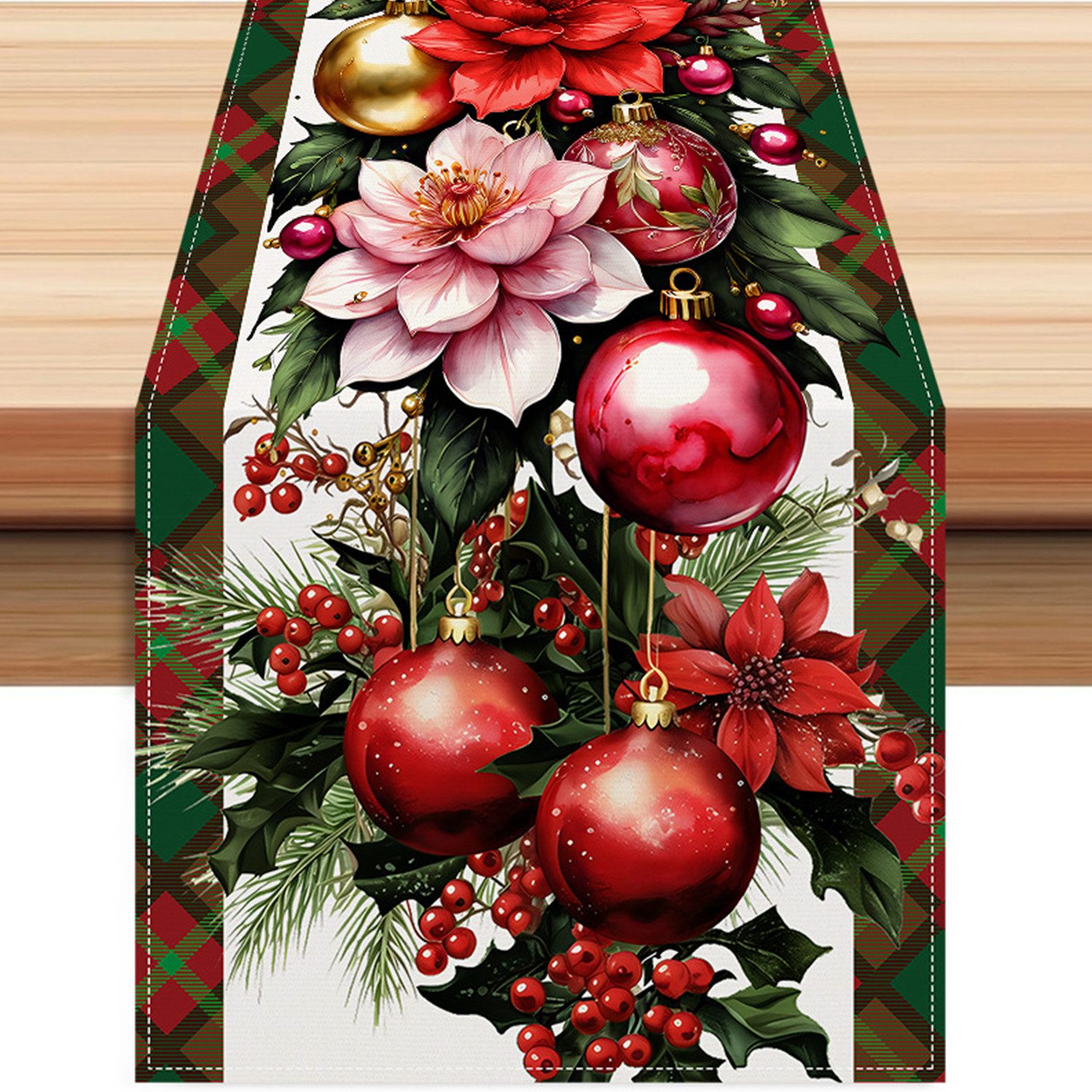 LAPAPRO Tischläufer Weihnachtlicher Leinen Tischläufer Druck, Festliche Tischdekoration