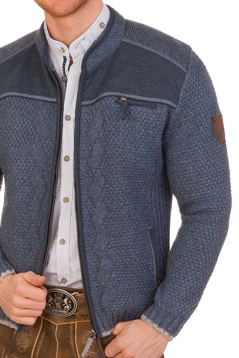 Spieth & Wensky Trachtenstrickjacke Strickjacke Herren - KASIMIR - dunkelgrau, jeansblau