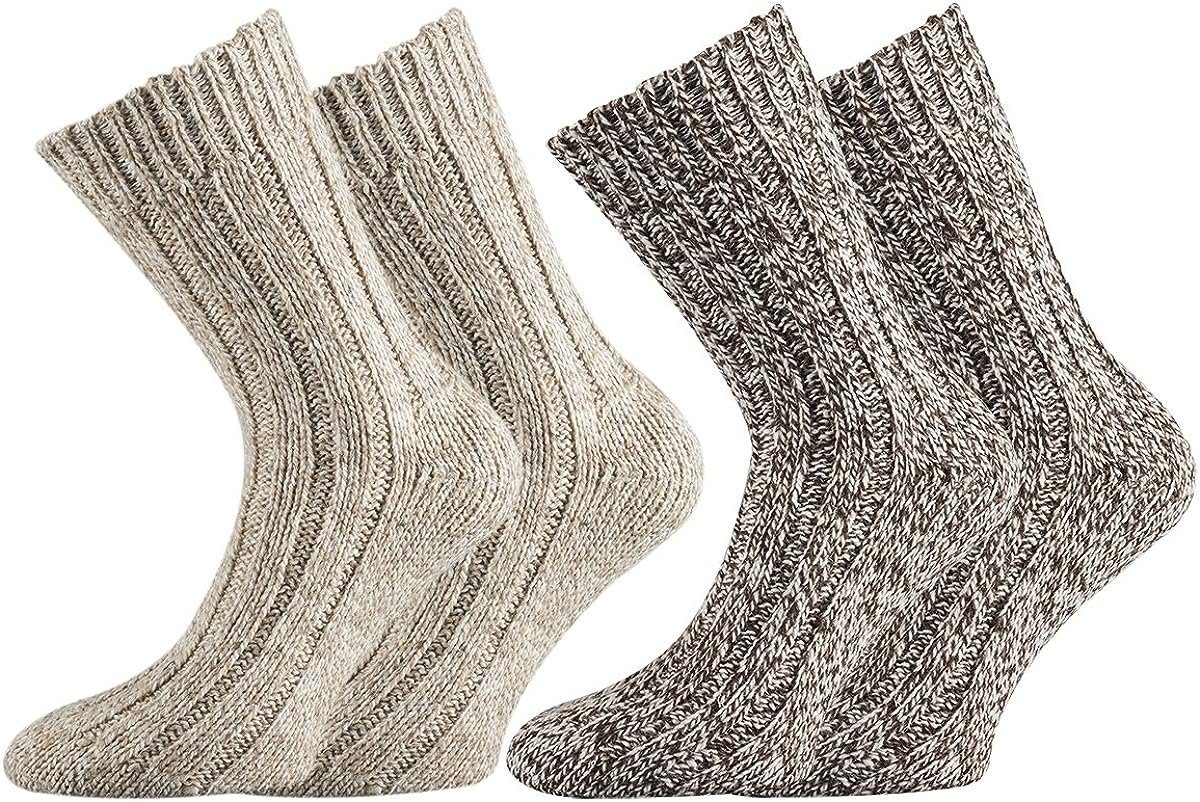 TippTexx 24 Norwegersocken 2 Paar superweiche Norweger-Socken Wollsocken für Damen & Herren Braun/Beigetöne