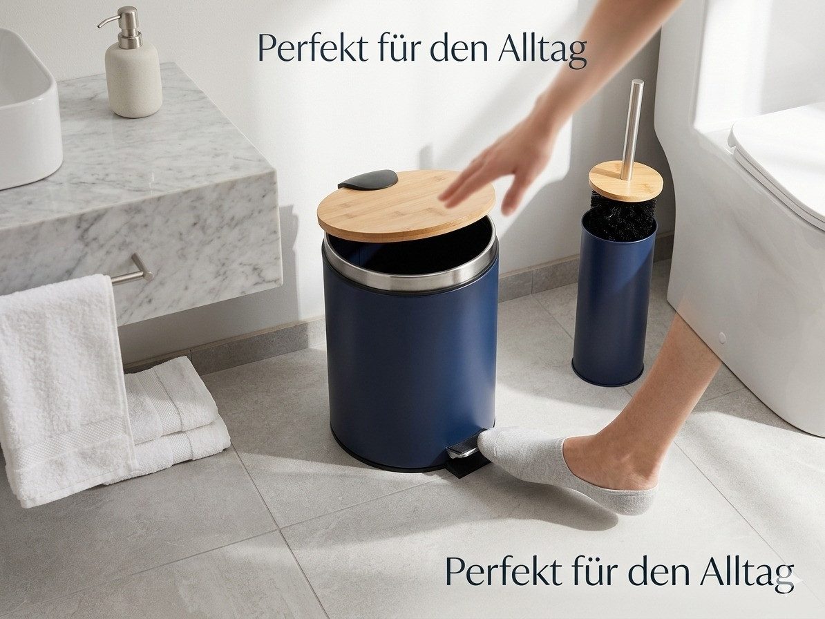 LikeKa Badaccessoire-Set 2 teilig Toilettenbürste und Kosmetikeimer matt mit Absenkautomatik