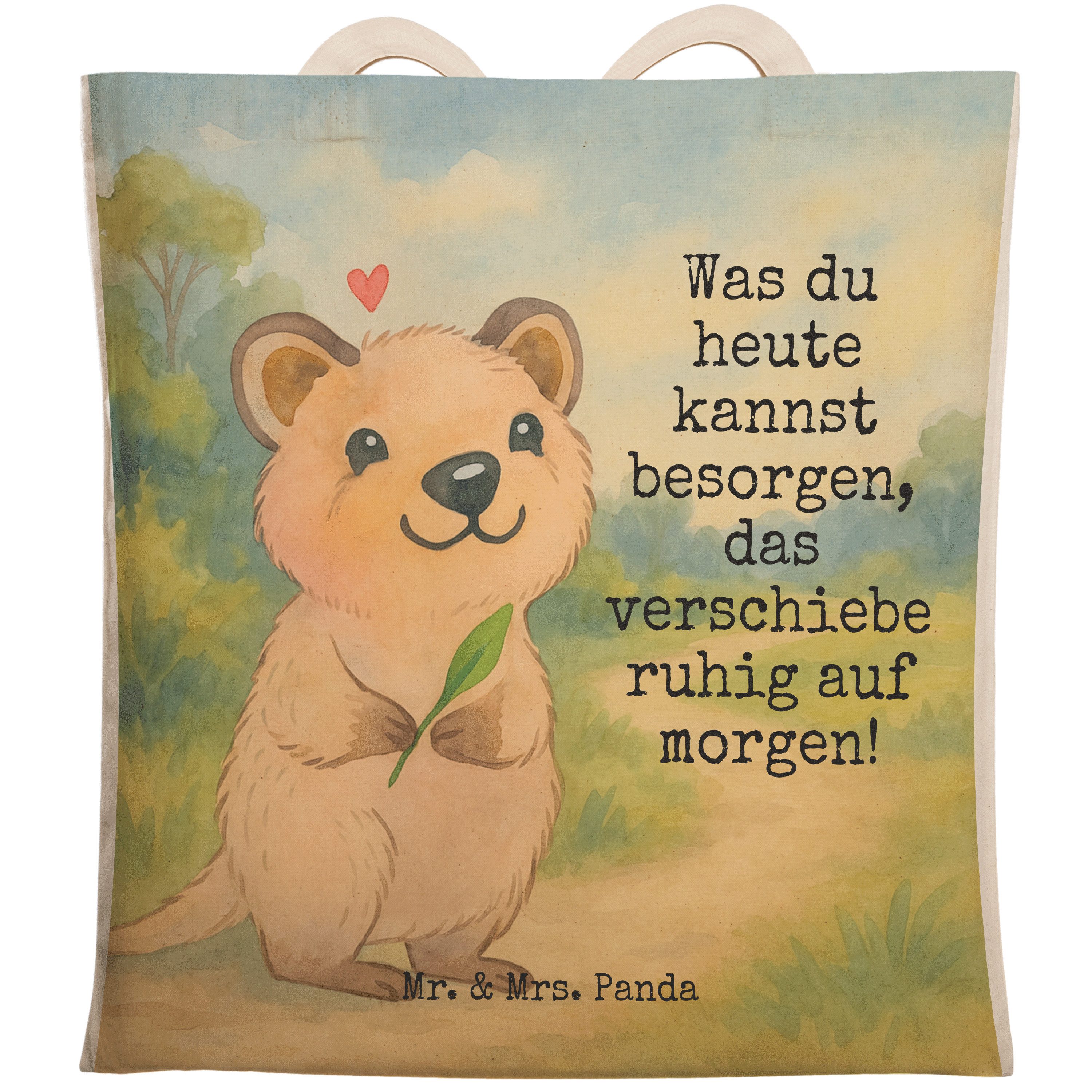 Tragetasche Quokka Happy Design, shopping bag, Weiß, Tragetasche, Aufschieberitis