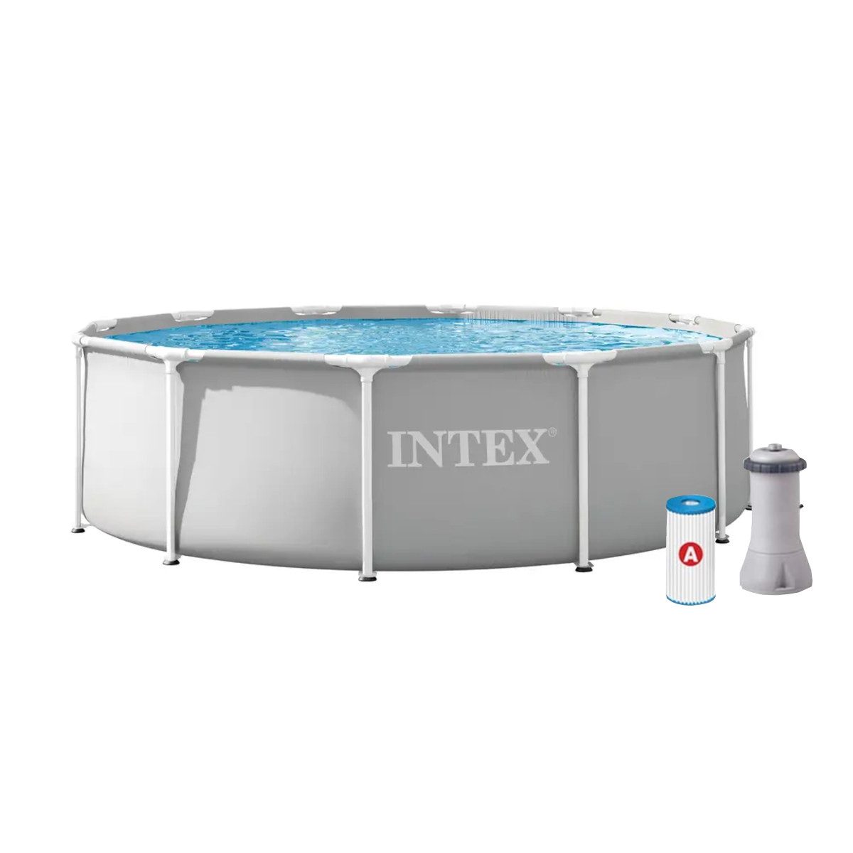 Intex Pool 26716GS Prism Frame Pool inkl. GS-Filterpumpe und Leiter (366x99cm)