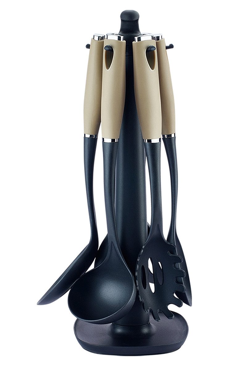 Swiss-Haus Küchenorganizer-Set Küchenhelfer Küchenutensilien Set m. Ständer 7tlg Champagner Swiss, (7 teiliges Küchenhelfer-Set)