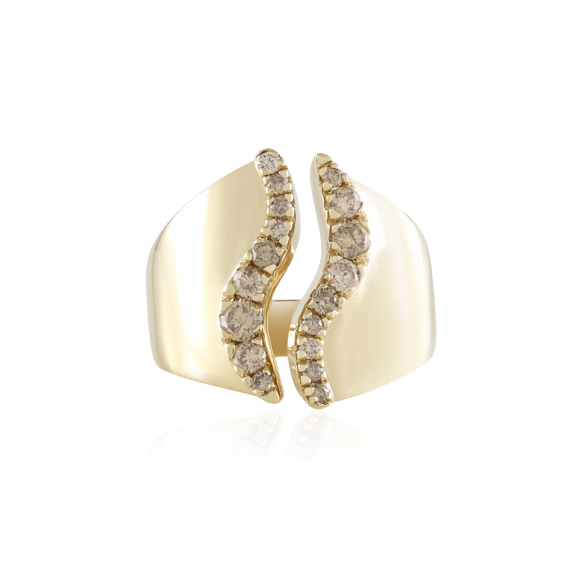 Cavill Diamantring Diamantring 0,49 Ct Brillant 925 Sterling Silber, vergoldet Braun (1-tlg)