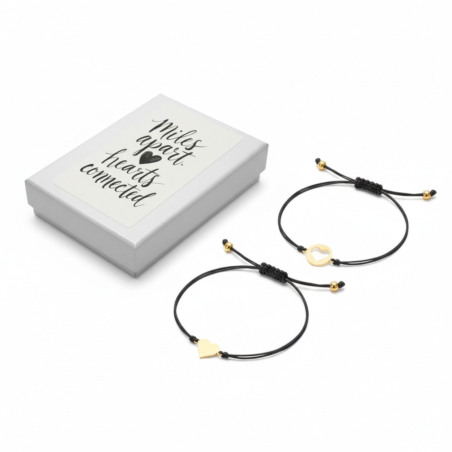 KARMA Armband Set Armband Set Freundschafts Armband 2er Set (Herzmotive, Armbänder Armschmuck), Geschenk für Schwester oder Freudin