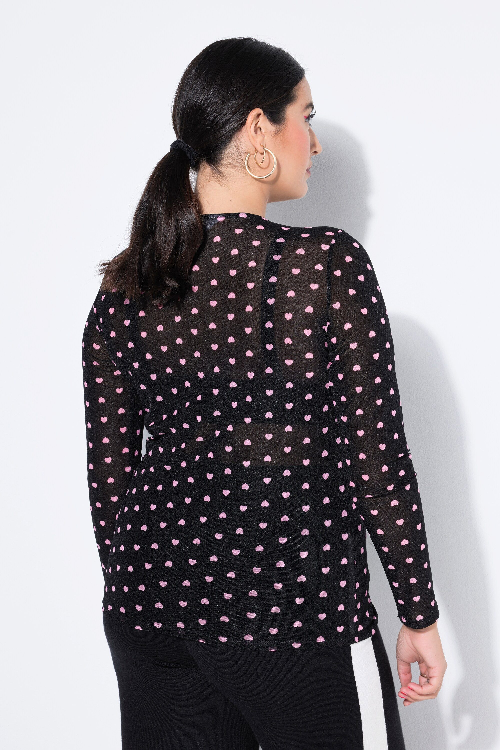 Studio Untold Longsleeve T-Shirt Slim Shape Mesh Heart-Muster Langarm günstig online kaufen