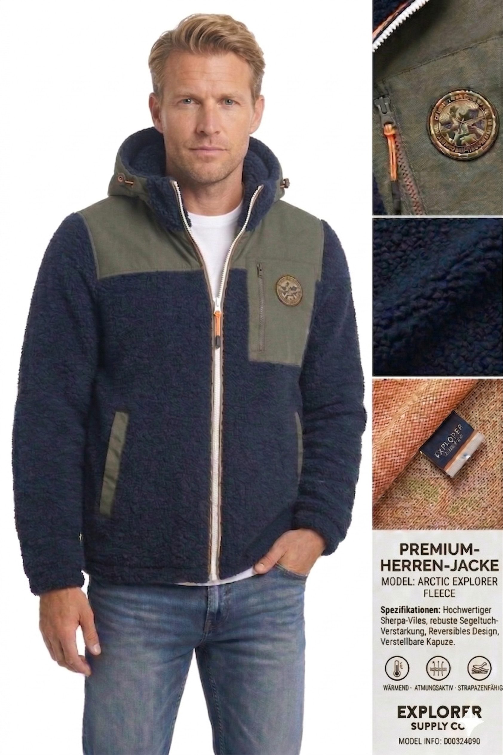 Geographical Norway Fleecejacke Herren Fleecejacke – Weiche Teddyfleece (1-St) Übergangsjacke für Outdoor, Freizeit & Alltag