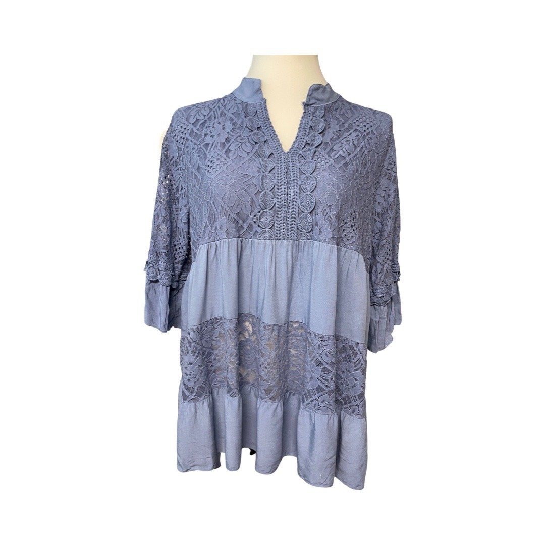 Sofasurfer® Sommerkleid jeansblau Kleid mit Spitze Boho