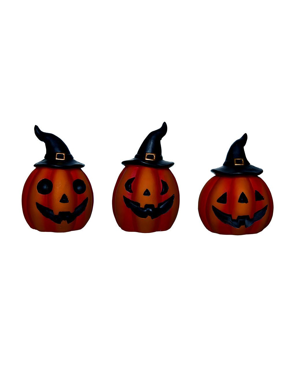 Horror-Shop Dekoobjekt Halloween Kürbis mit Hexenhut Dekofigur 9 cm