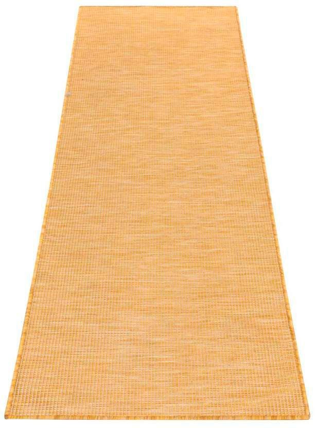 Läufer Palm, Carpet City, rechteckig, Höhe: 5 mm, Wetterfest & UV-beständig, für Balkon, Terrasse, Küche, flach gewebt gelb | Kurzflor-Läufer