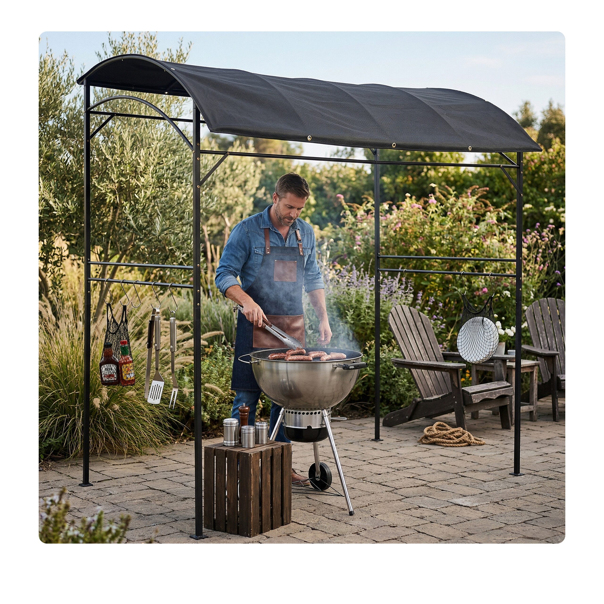 relaxdays Grillpavillon Grill Pavillon aus Metall, mit 0 Seitenteilen, B – Bild 2 von 5