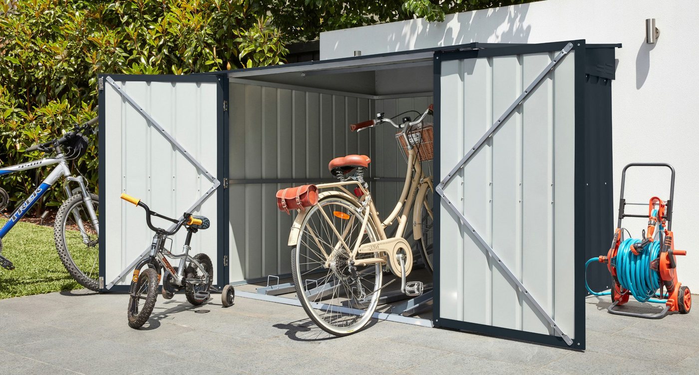 Thumbnail - Globel Industries Garage Globel Industries Fahrradgarage "Family" (anthrazit, 3,82 m) (Box für 4 Fahrräder), Integrierte...