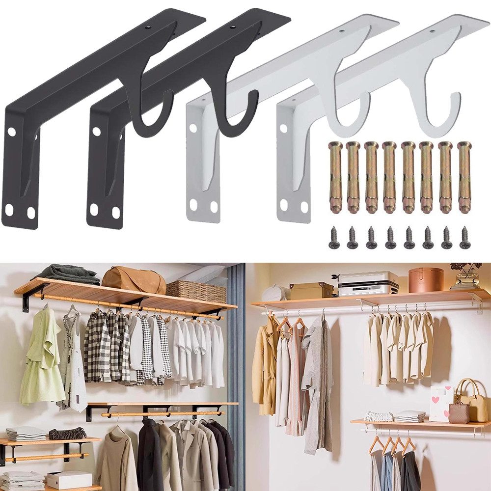 PRIISF Wandgarderobe 2Stück Regalhalterung Schwerlast Kleiderstange Wandgar günstig online kaufen