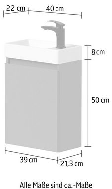 welltime Waschtisch Mini, Breite 40cm, mit Soft-Close-Funktion, FSC zertifiziert