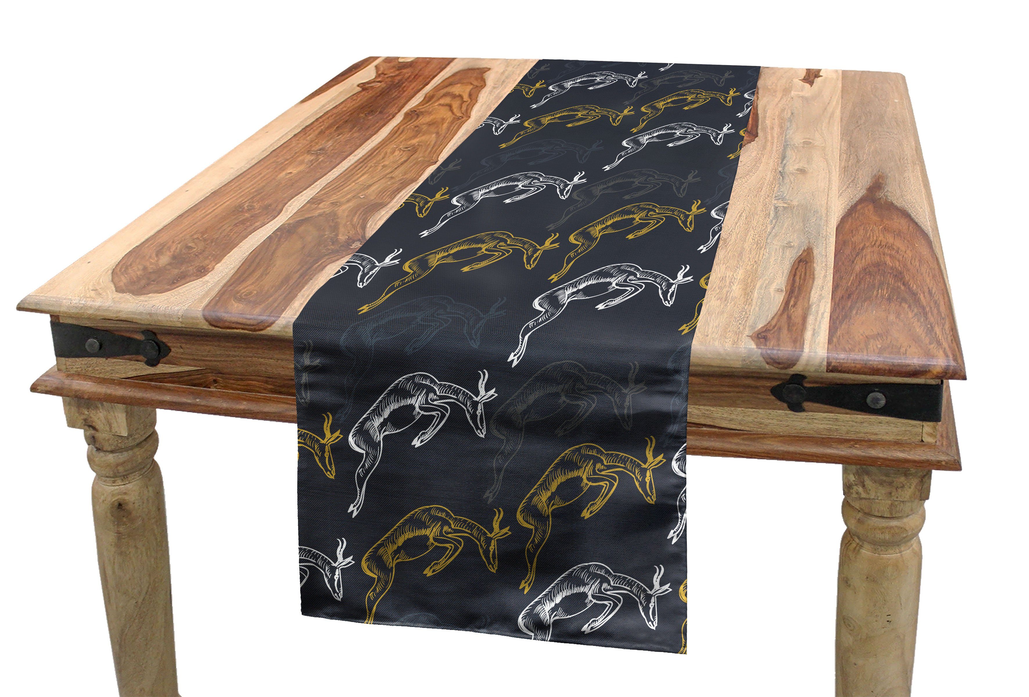 Abakuhaus Tischläufer Esszimmer Küche Rechteckiger Dekorativer Tischläufer, Antilope Moderne Springen Pose Tier