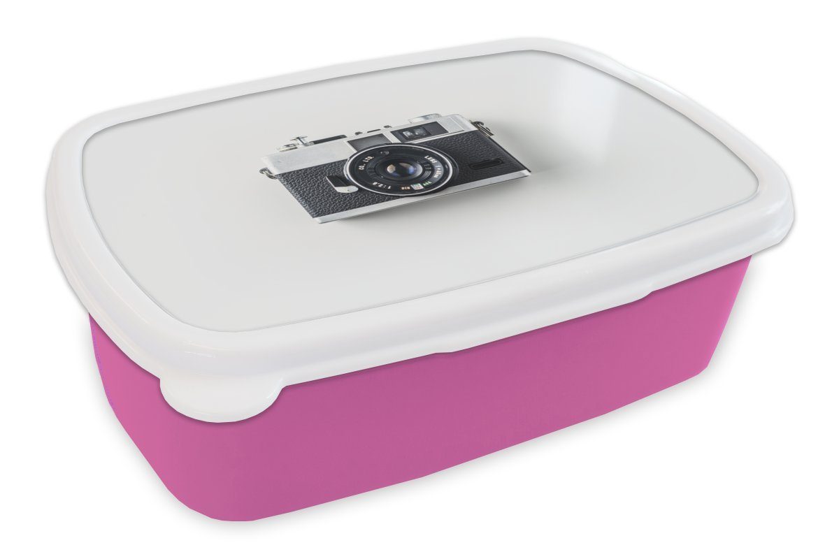 MuchoWow Lunchbox Kamera - Vintage - Weiß, Kunststoff, (2-tlg), Brotbox für Erwachsene, Brotdose Kinder, Snackbox, Mädchen, Kunststoff rosa