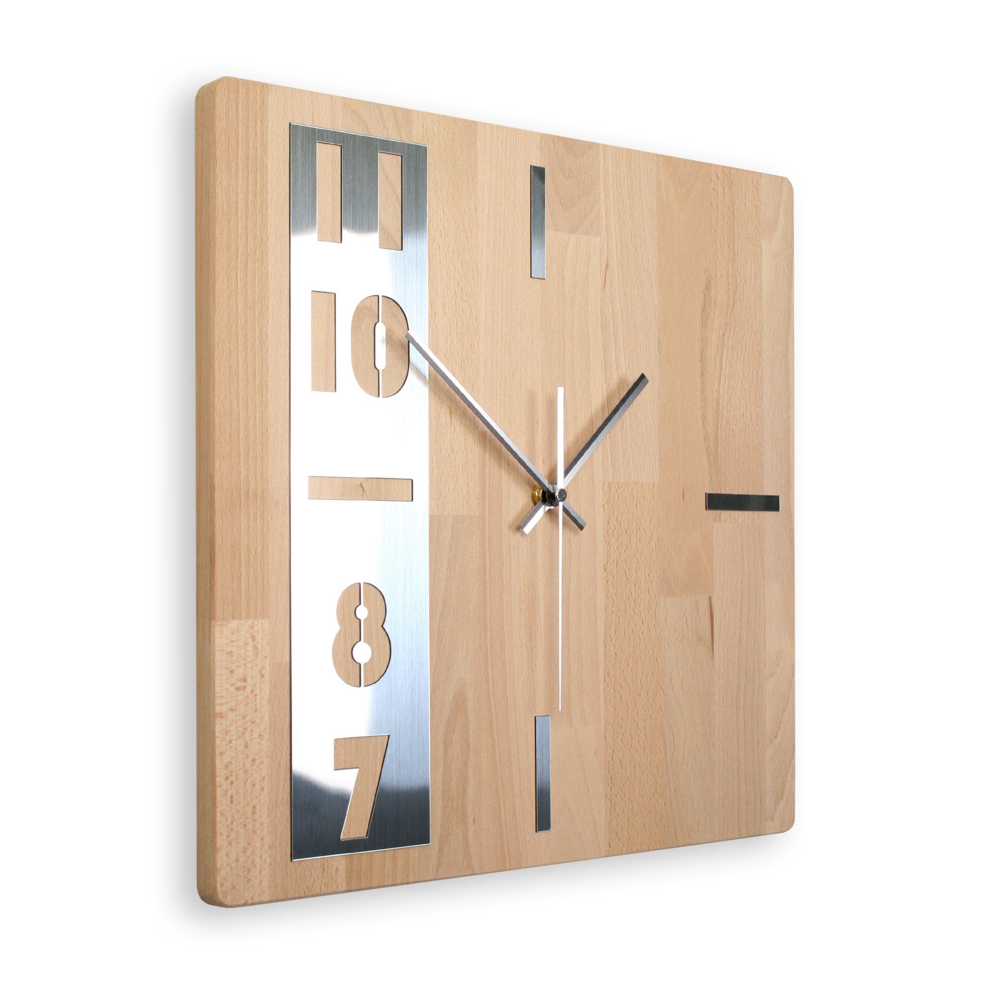 Kreative Feder Wanduhr Designer-Wanduhr „Timeline“ aus massivem Echtholz (m günstig online kaufen